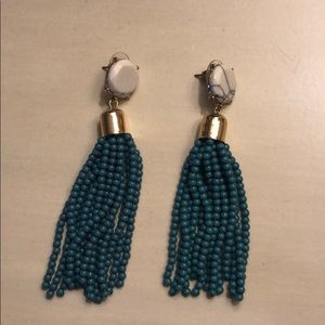 Green tassel earrings